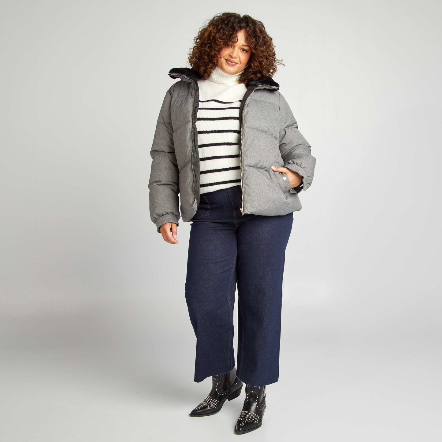 Doudoune matelass e doubl e polaire Gris