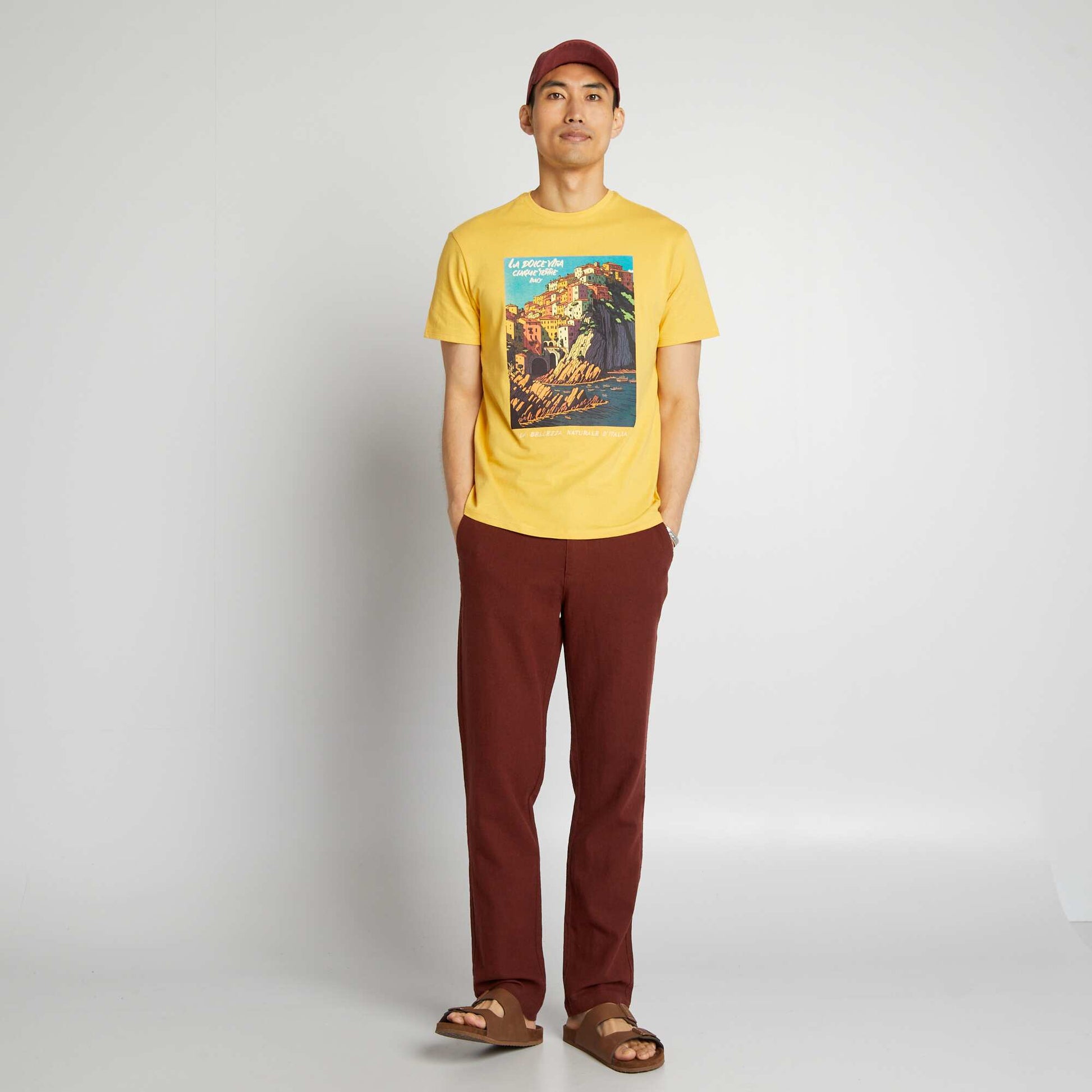 T-shirt en coton imprim jaune