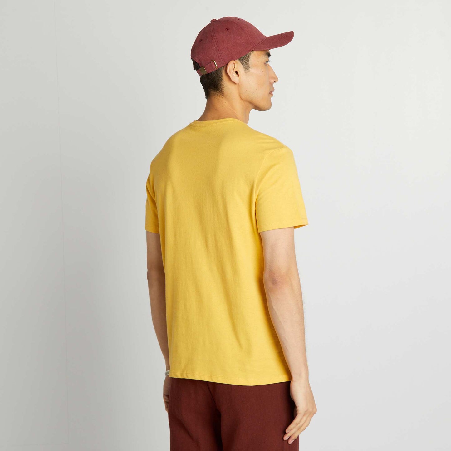 T-shirt en coton imprim  jaune