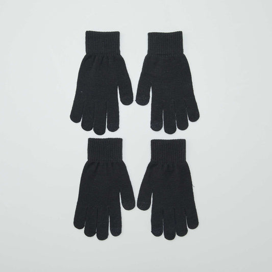 Lot de 2 paires de gants Noir