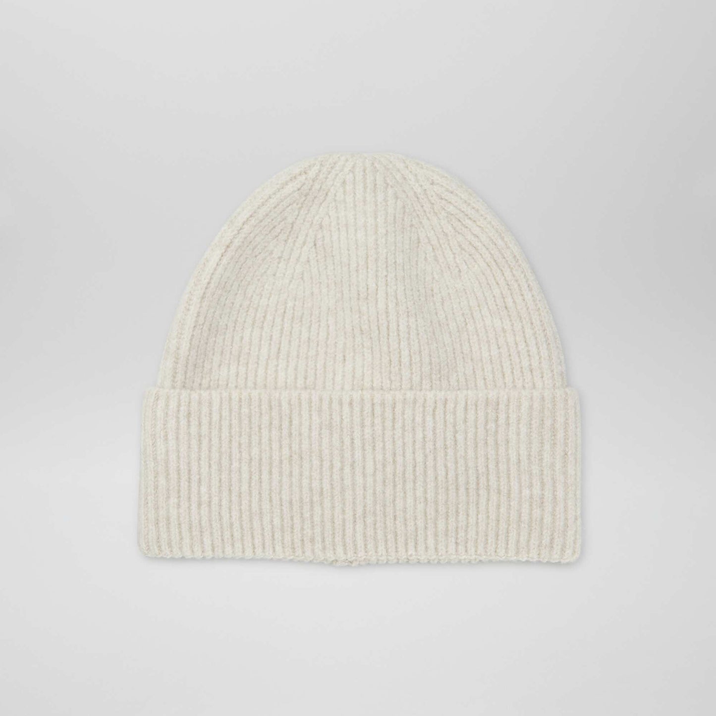 Bonnet avec revers en maille Blanc cassé