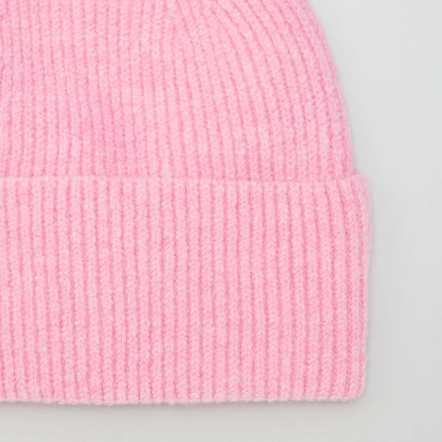 Bonnet avec revers en maille Rose