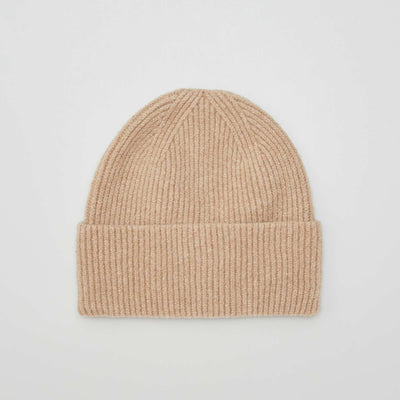 Bonnet avec revers en maille Beige