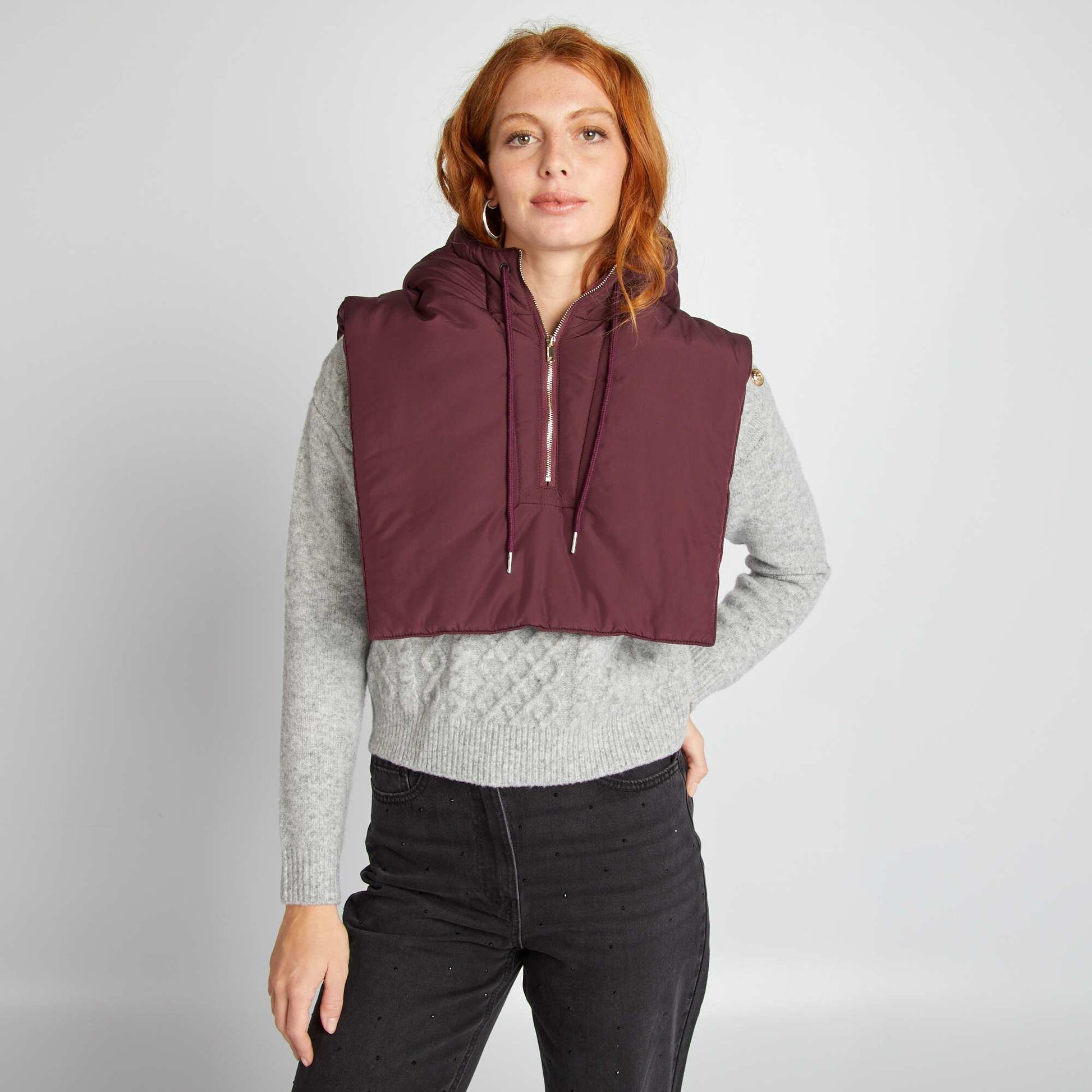 Doudoune plastron capuche Violet