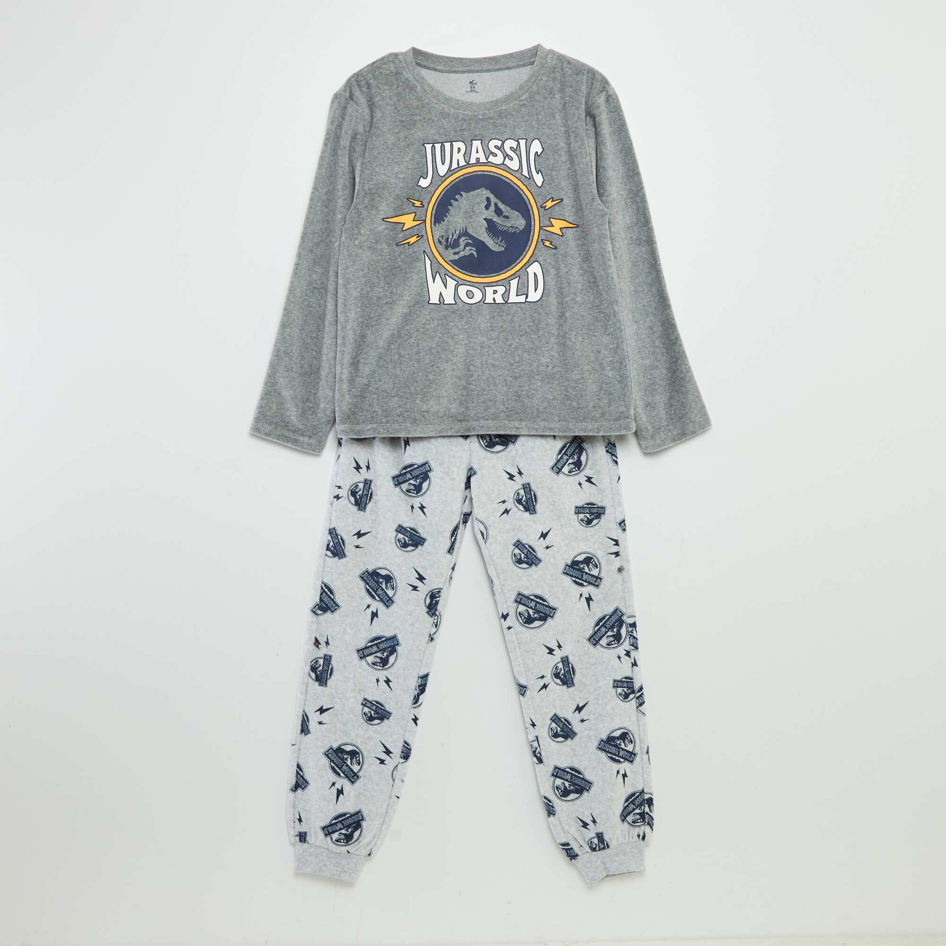 Pyjama en velours 'Jurassic World' - 2 pi ces Gris