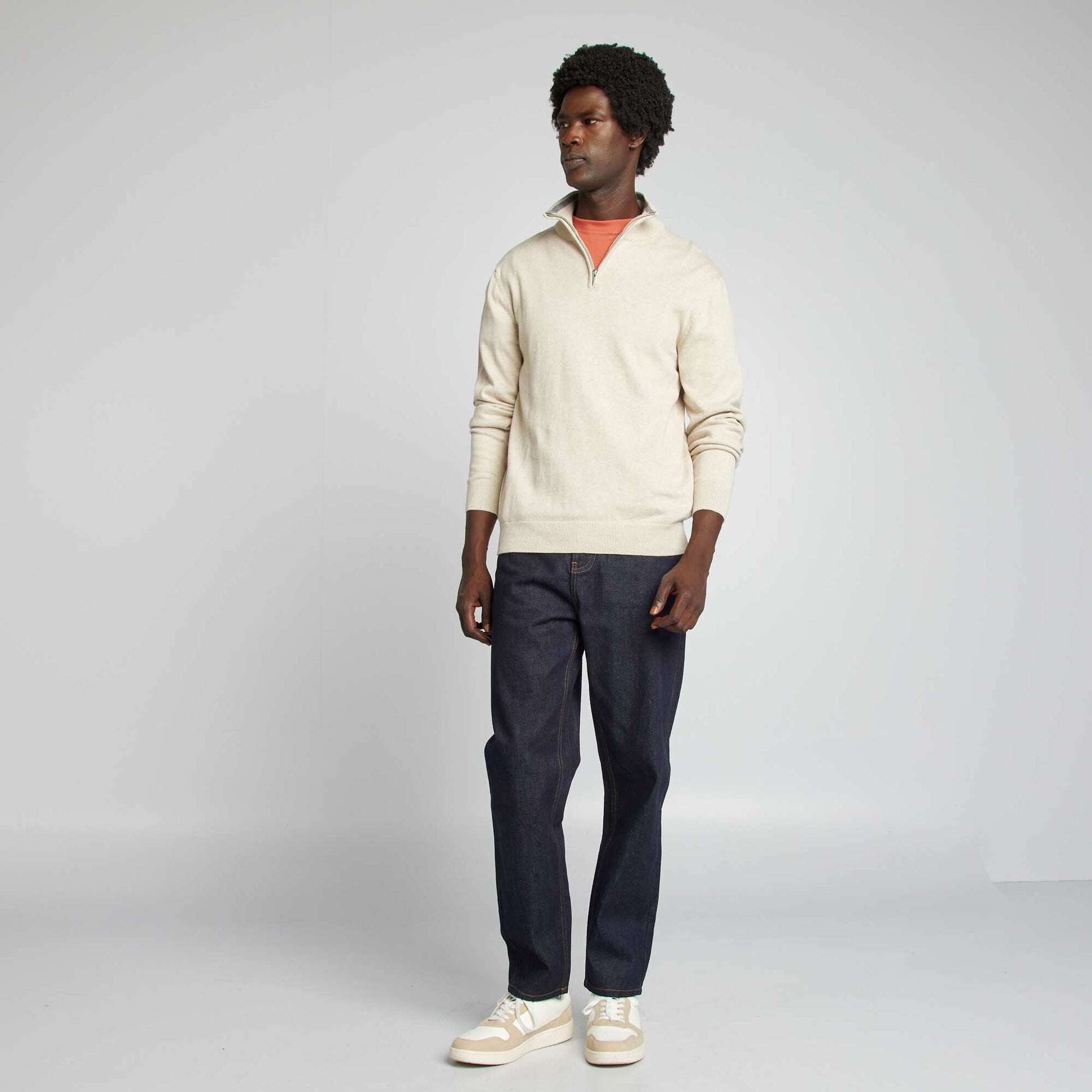 Pull col camionneur Beige