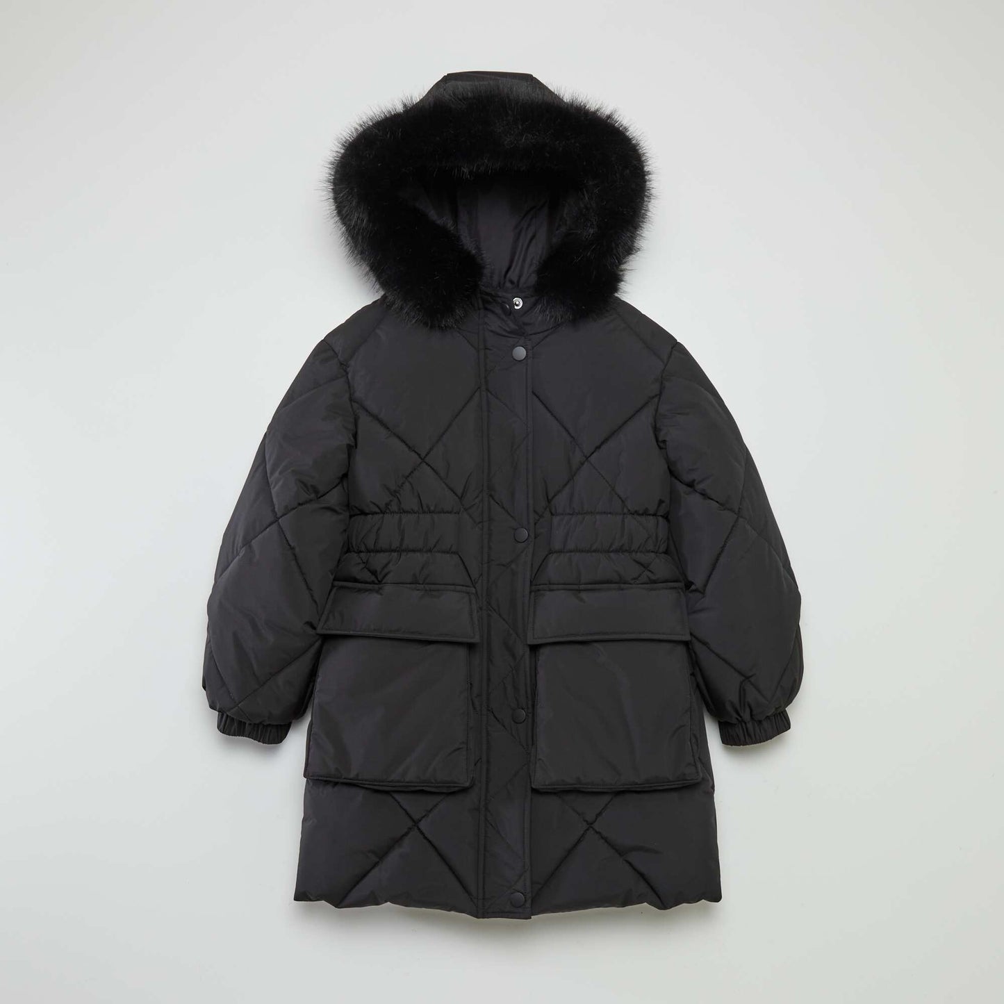 Doudoune longue doubl e polaire noir