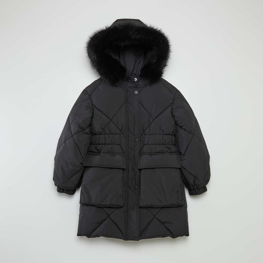 Doudoune longue doubl e polaire noir