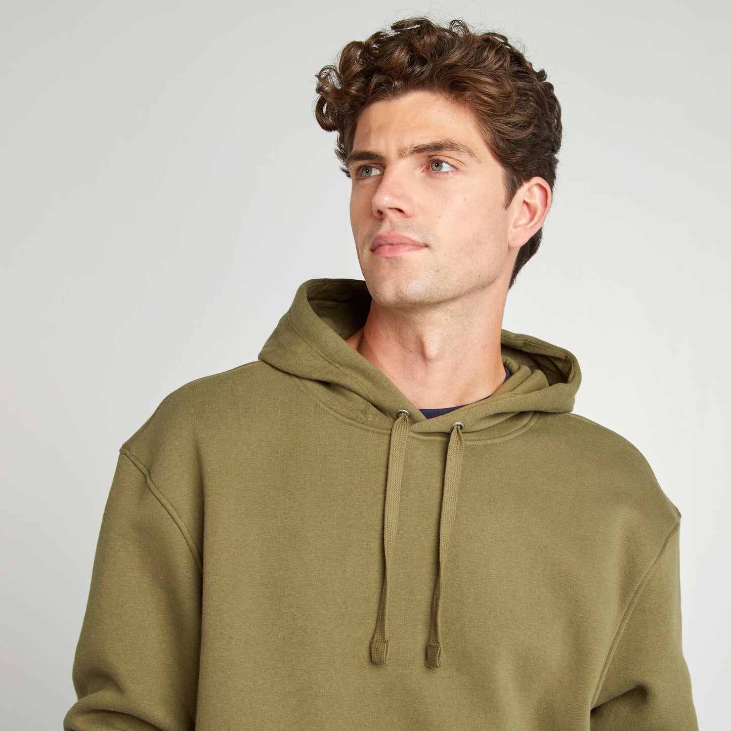 Sweat à capuche uni Kaki