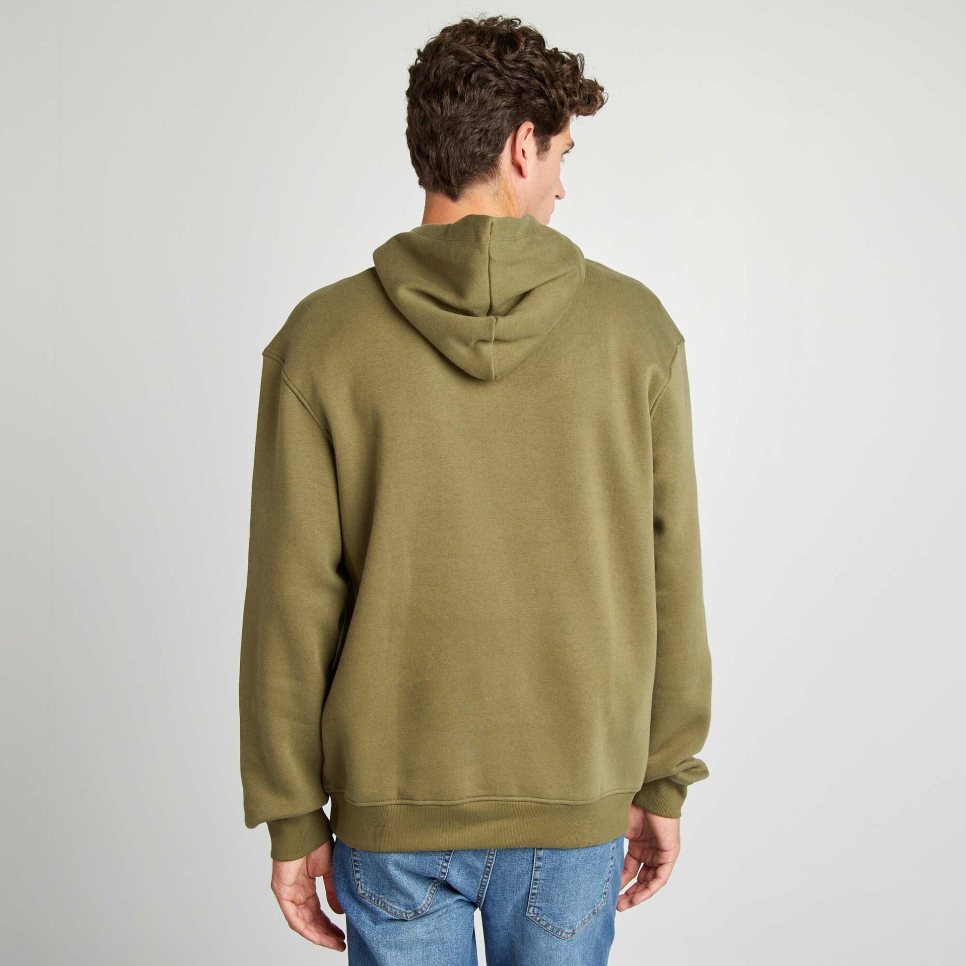 Sweat à capuche uni Kaki