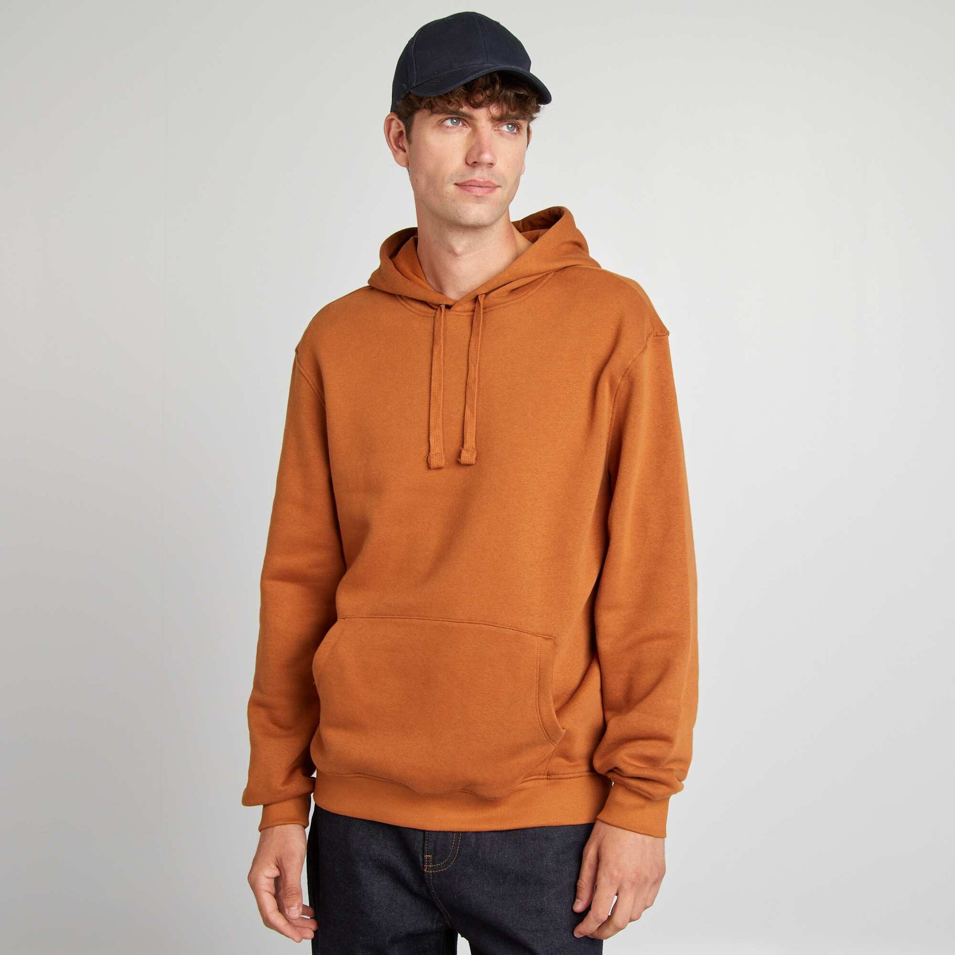 Sweat capuche uni Marron