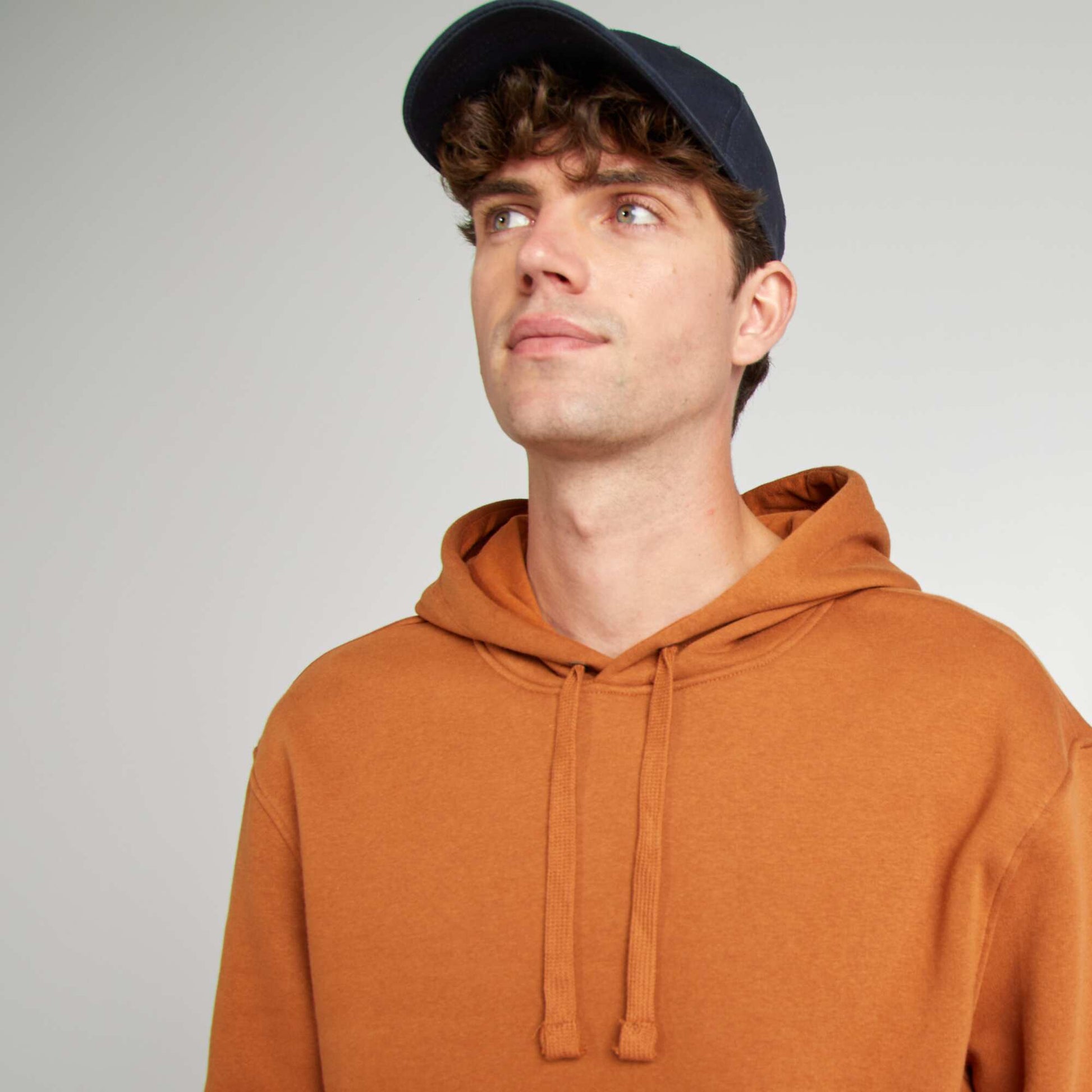 Sweat capuche uni Marron