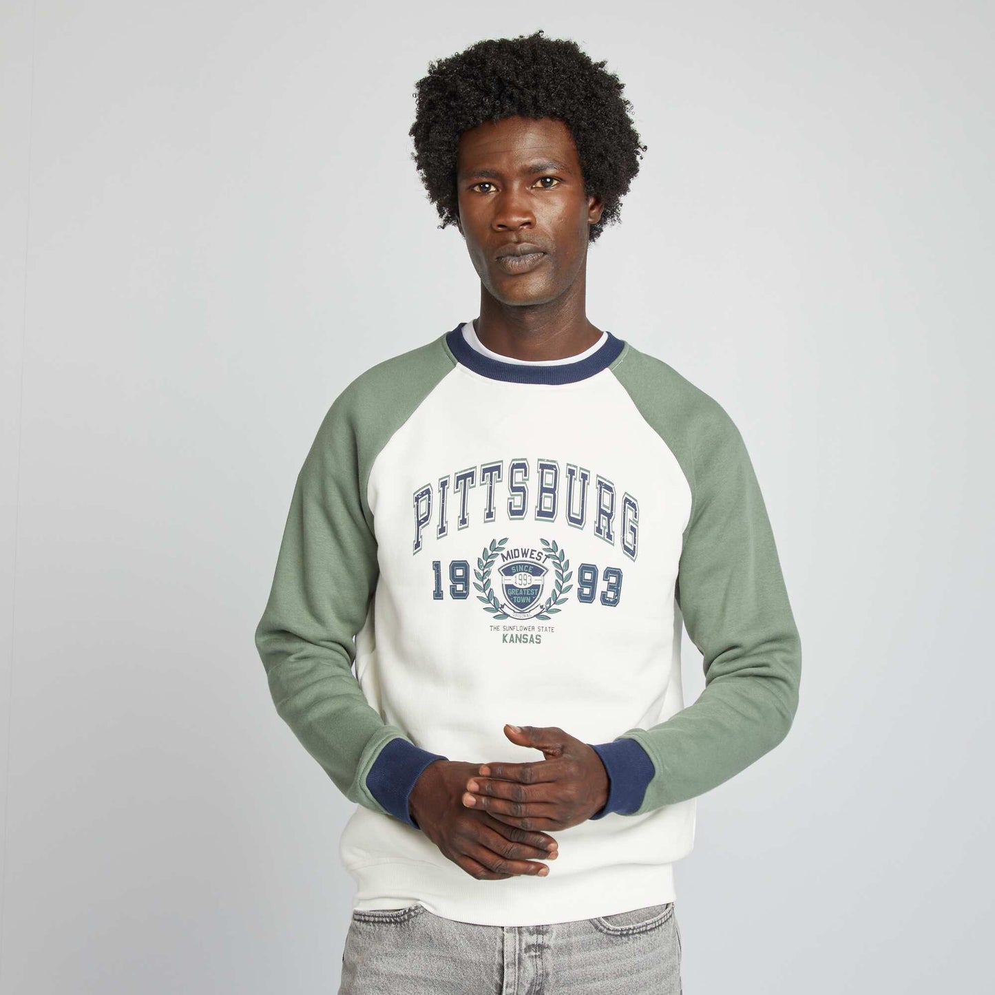 Sweat color bloc en molleton Vert