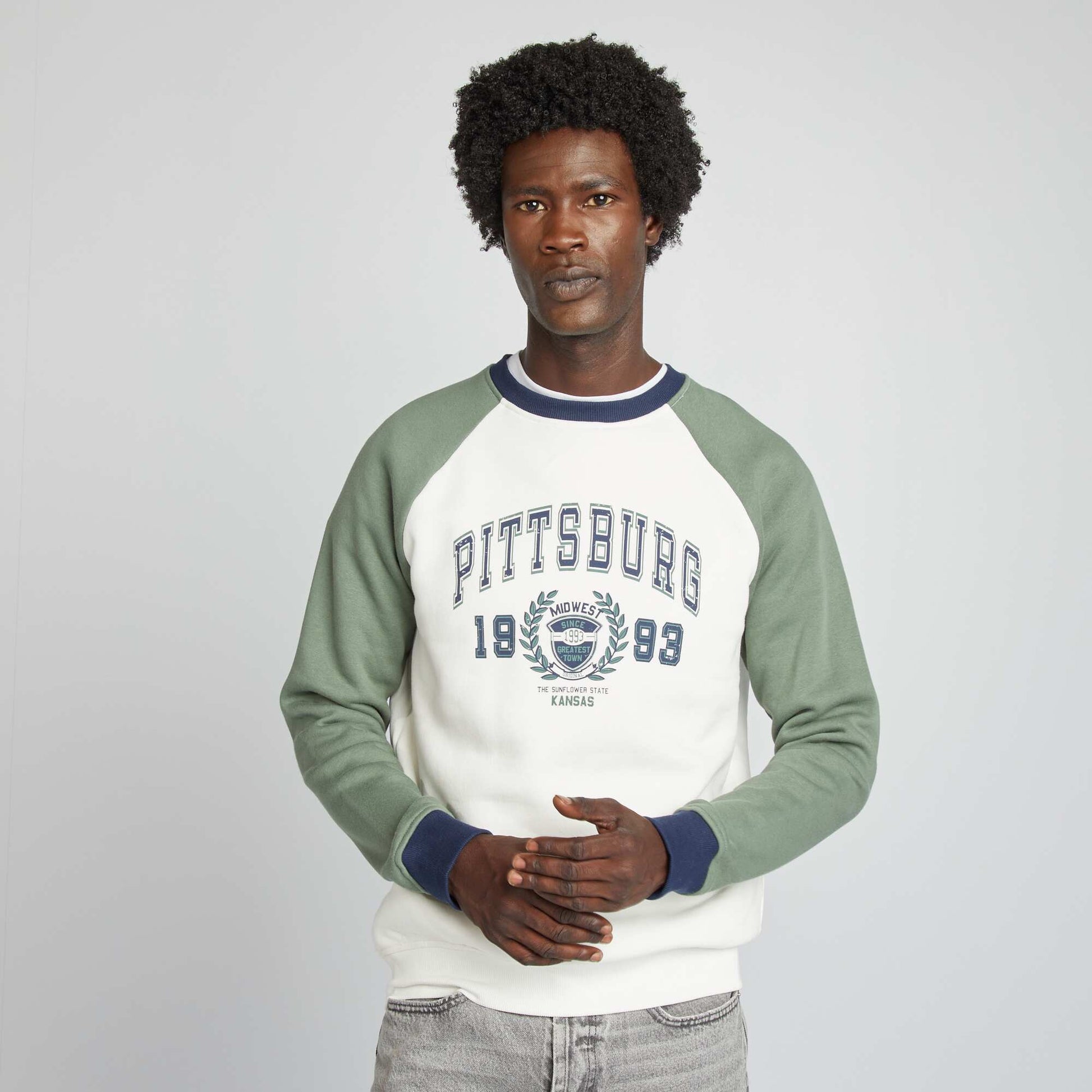Sweat color bloc en molleton Vert