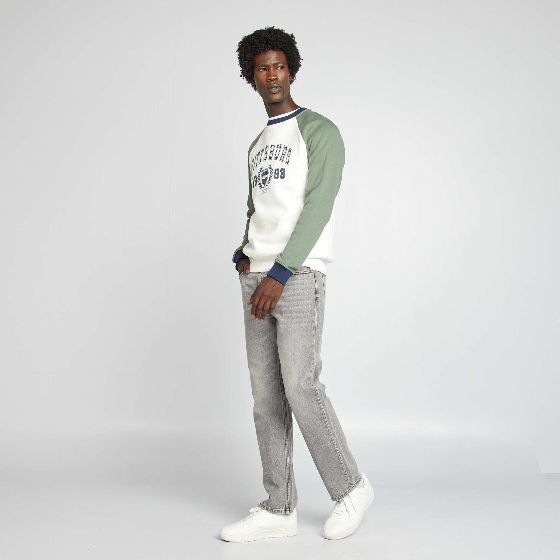 Sweat color bloc en molleton Vert