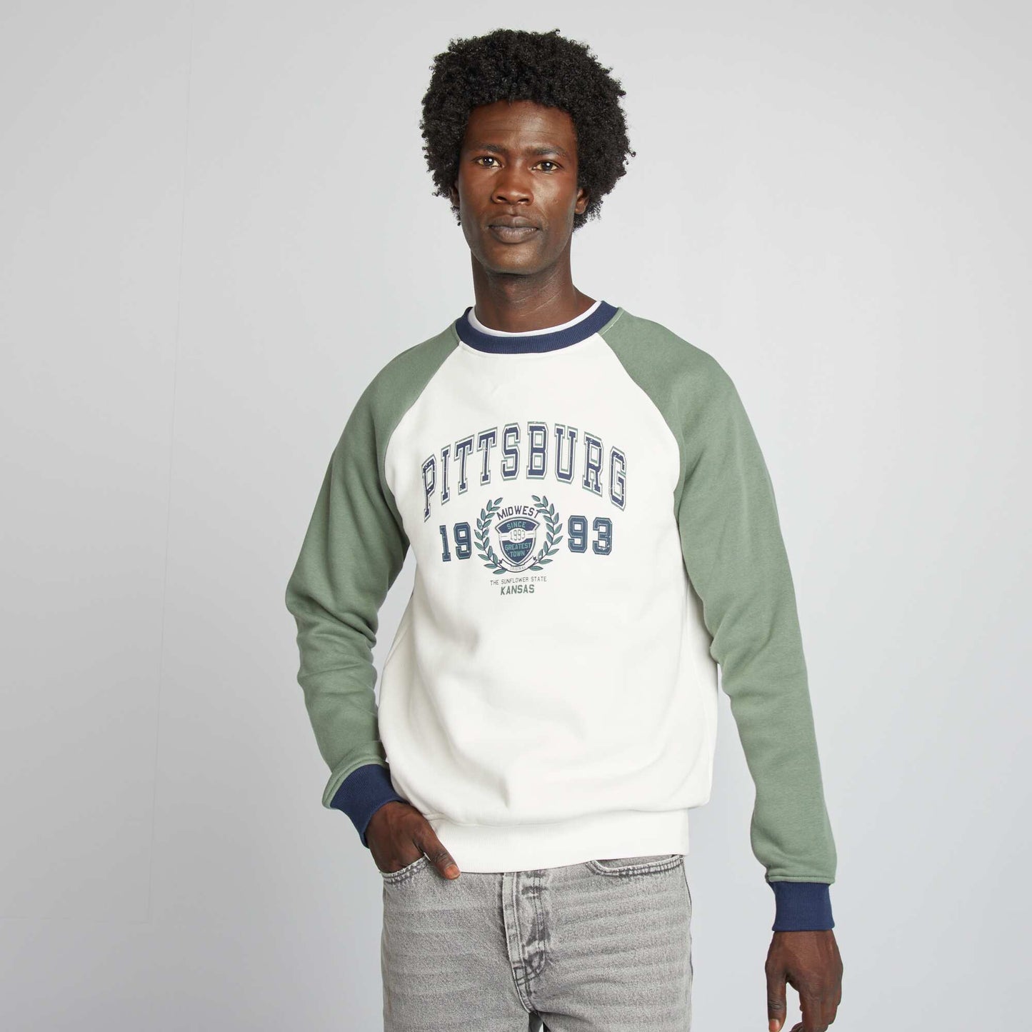 Sweat color bloc en molleton Vert