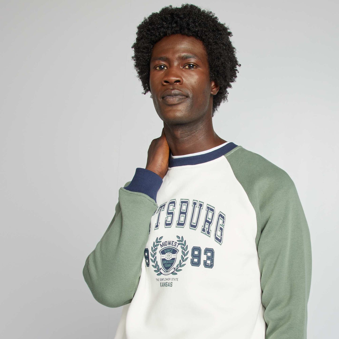 Sweat color bloc en molleton Vert