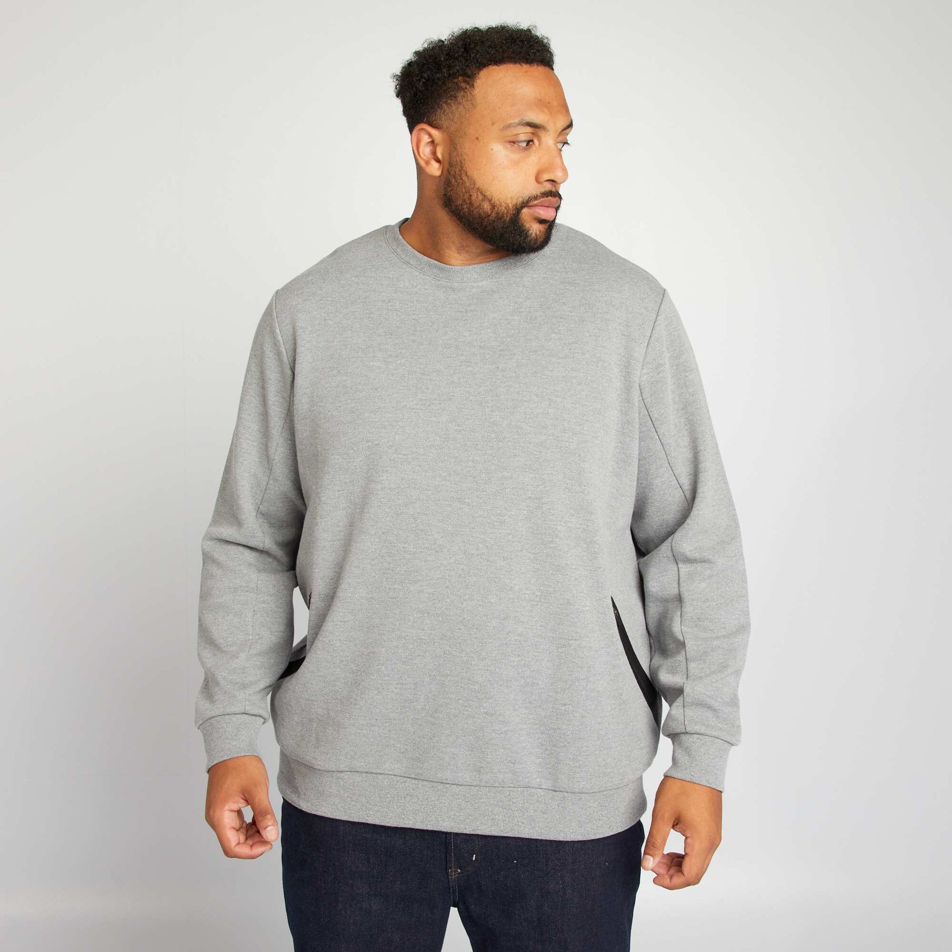 Sweat uni avec poches zipp es Gris