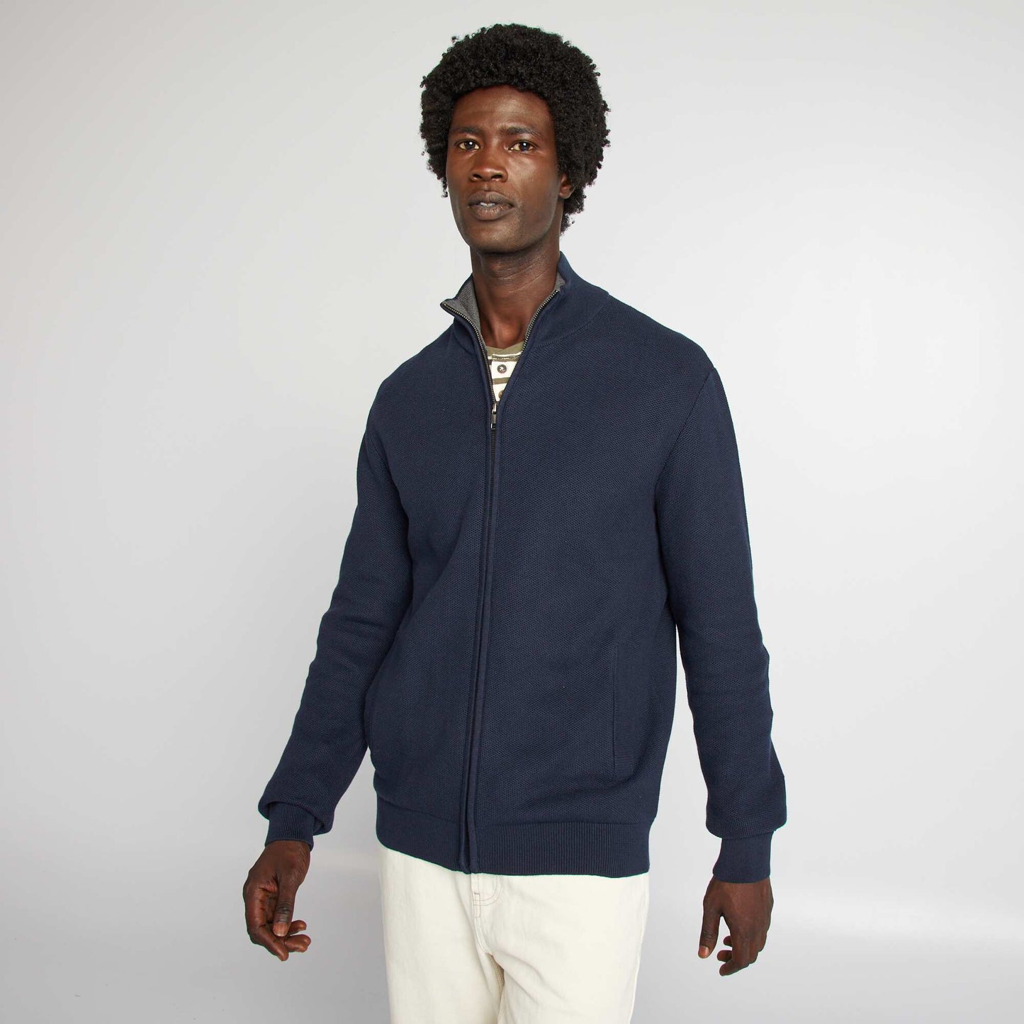 Gilet zippé col montant Bleu marine