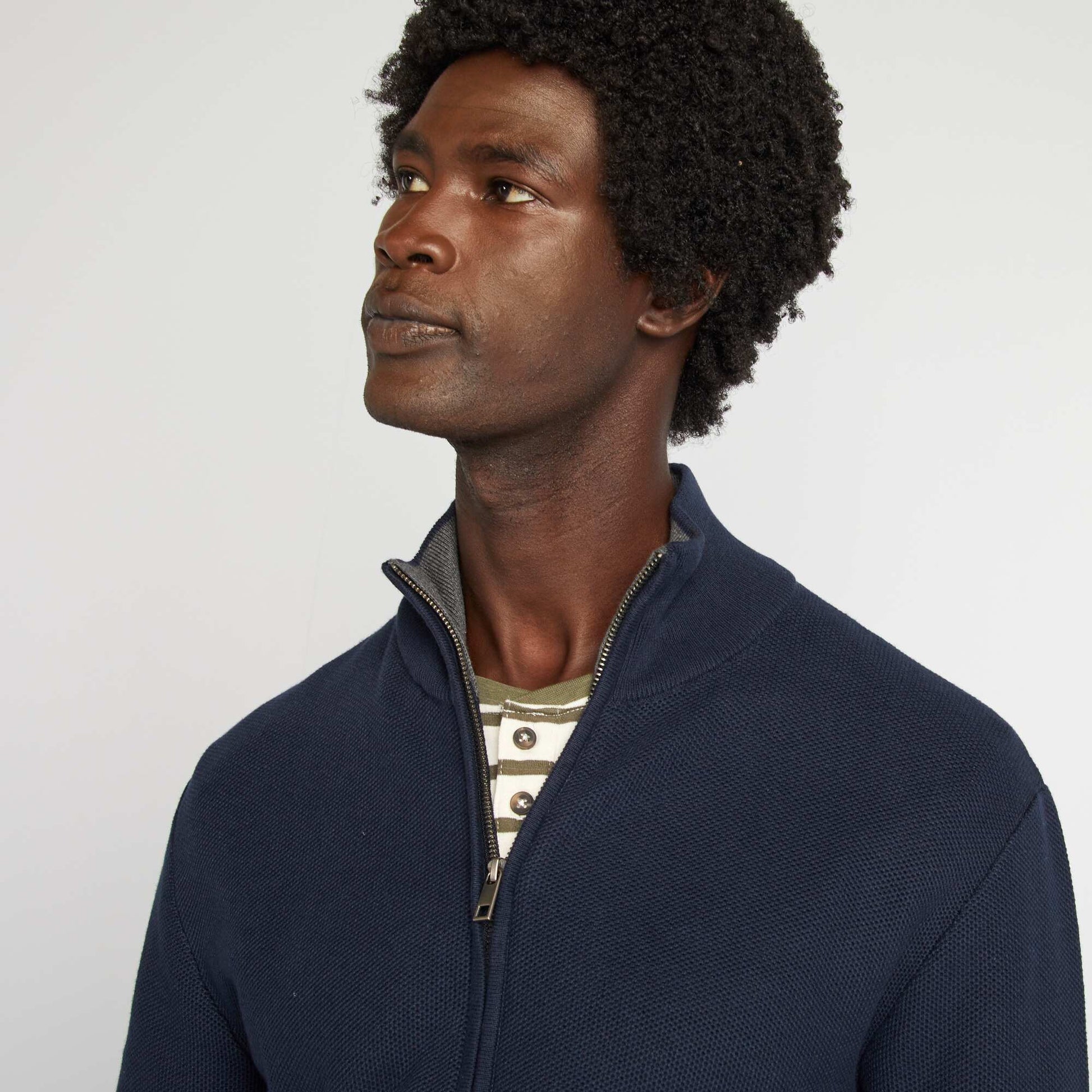 Gilet zippé col montant Bleu marine – Kiabi Algérie