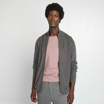 Gilet zipp col montant Gris