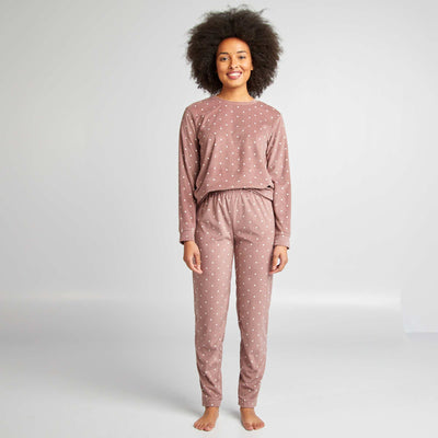 Ensemble pyjama 2 pi ces imprim Rose pois