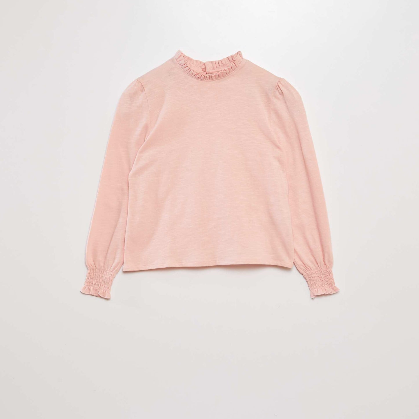 T-shirt en coton manches longues Rose