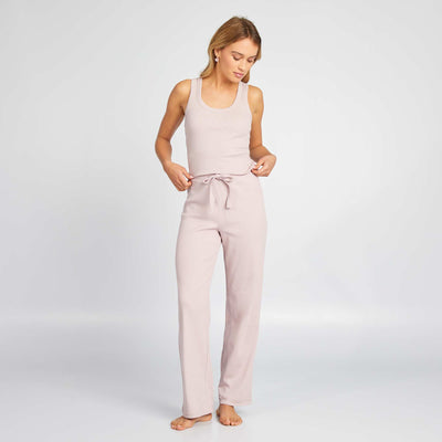 Pantalon de pyjama large rib Lilas