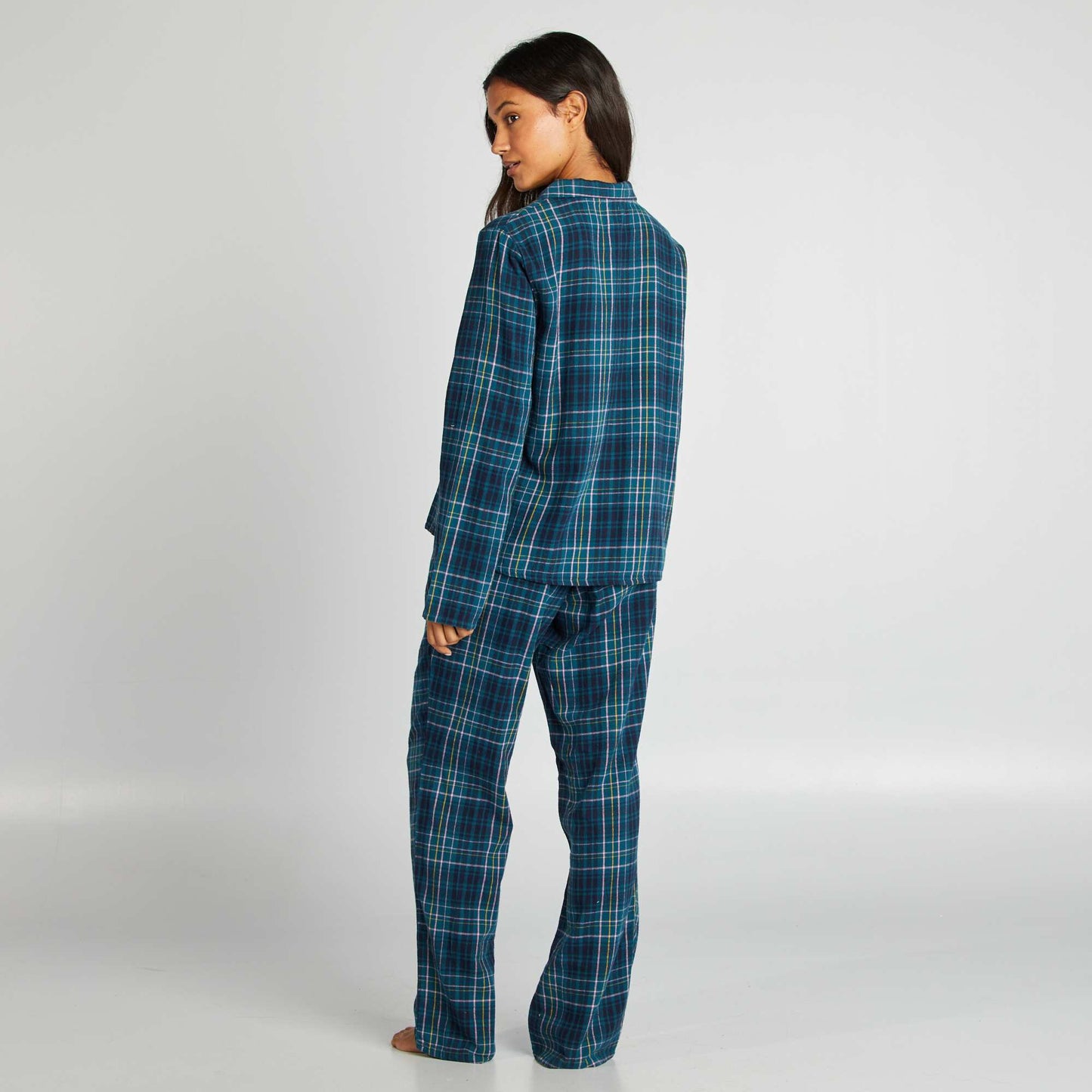 Ensemble pyjama chemise + pantalon à carreaux Vert carreaux