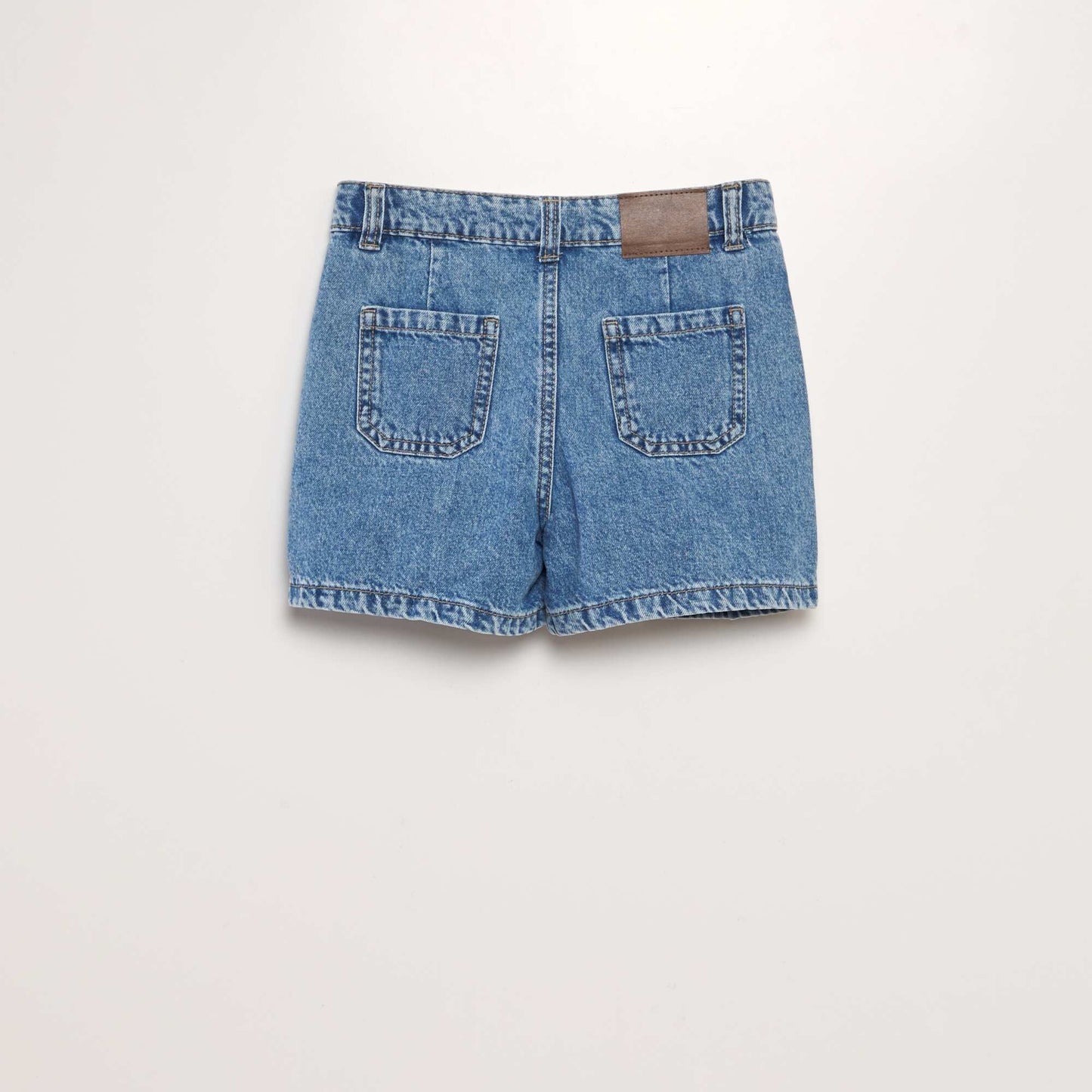 Mini jupe short en jean pliss e Bleu