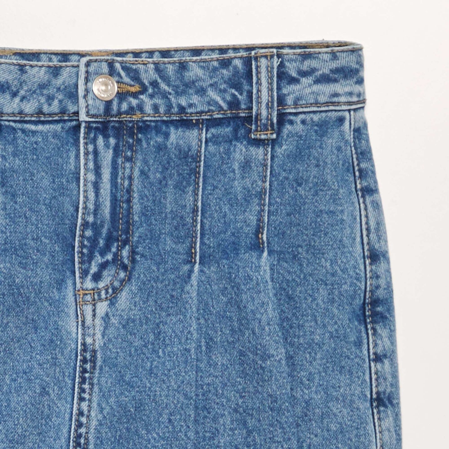 Mini jupe short en jean pliss e Bleu