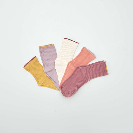 Lot de 5 paires de chaussettes color es Rose