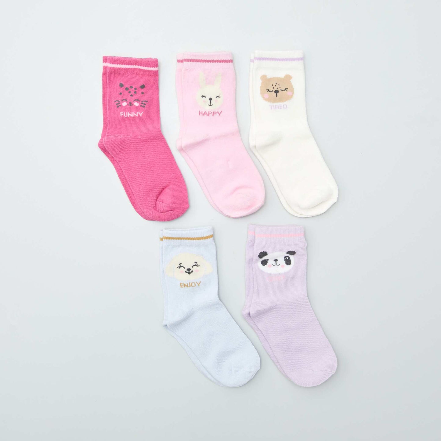 Lot de 5 paires de chaussettes color es Rose/bleu/blanc