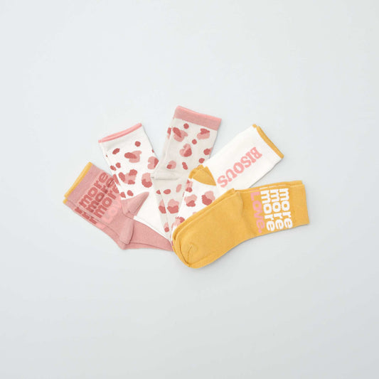 Lot de 5 paires de chaussettes color es Jaune/rose