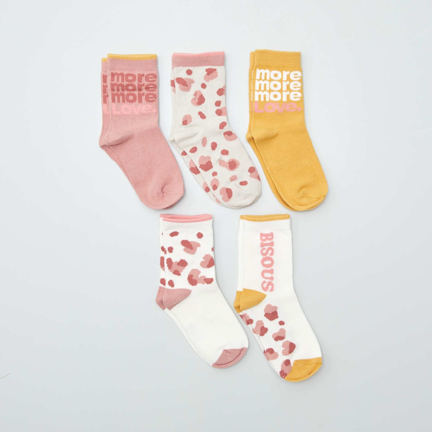 Lot de 5 paires de chaussettes color es Jaune/rose