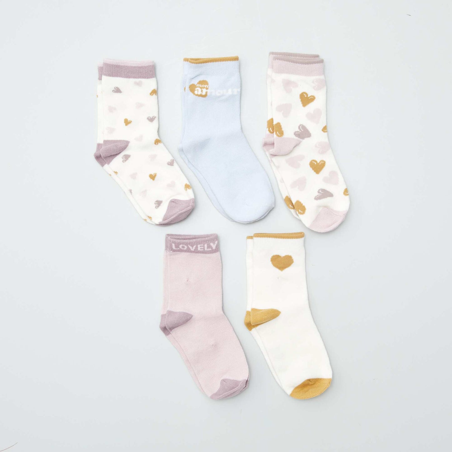 Lot de 5 paires de chaussettes color es Blanc/rose