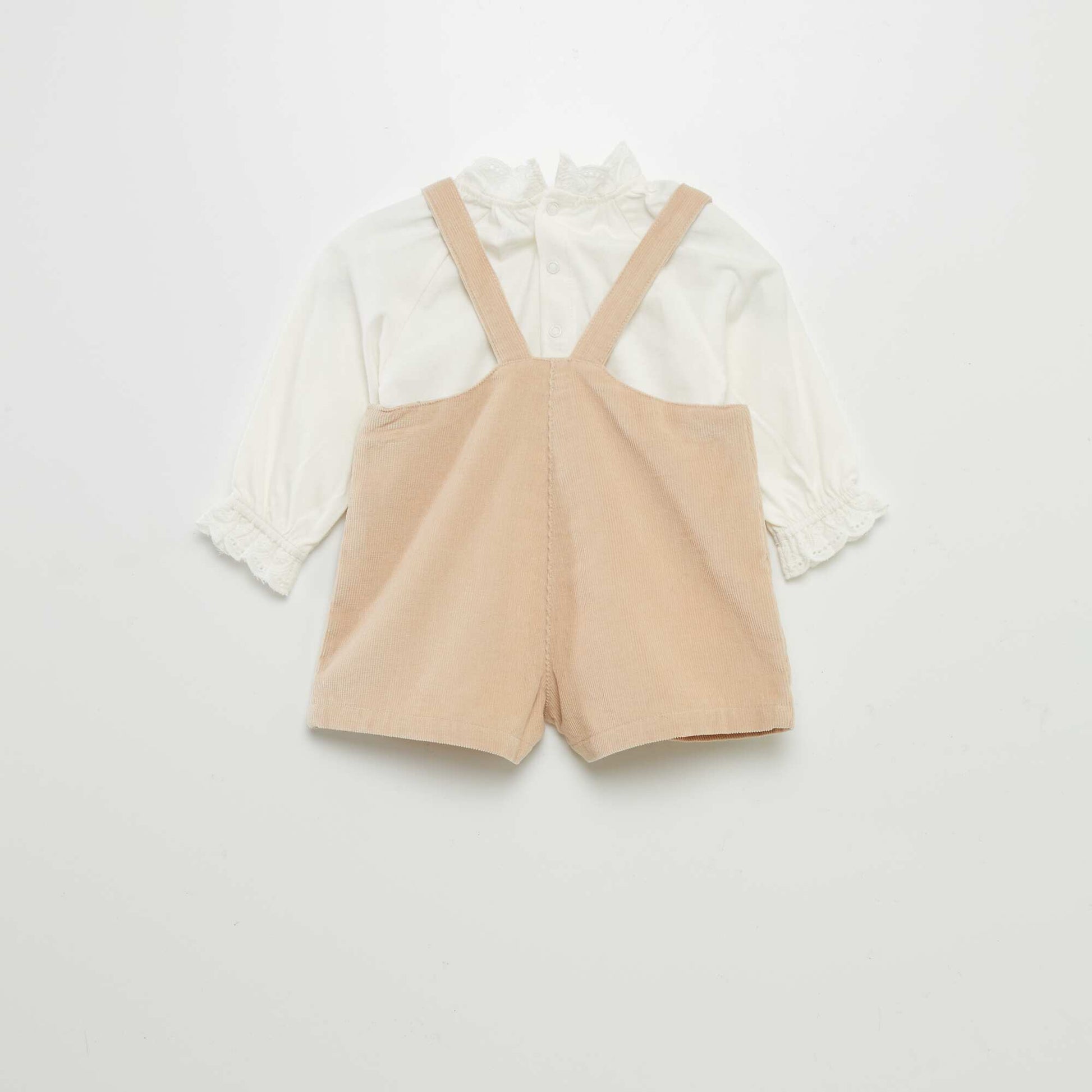 Ensemble t-shirt + salopette + collants - 3 pi ces Beige