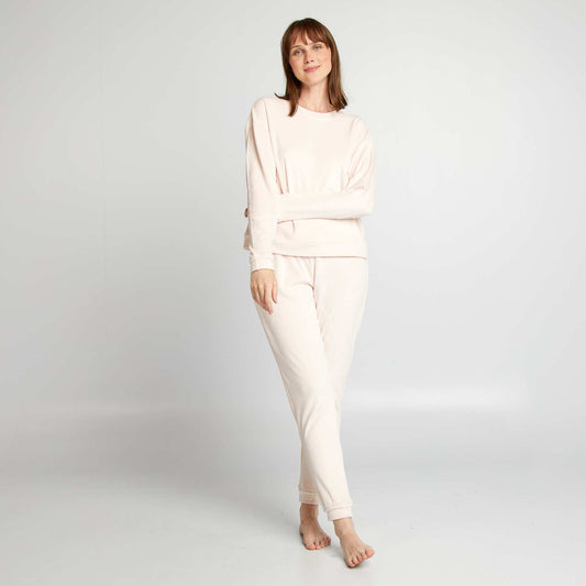 Ensemble pyjama 2 pi ces en maille doudou Rose