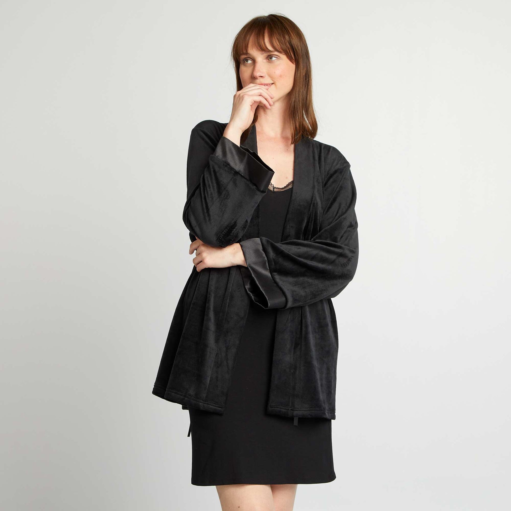 Peignoir de nuit en polaire noir