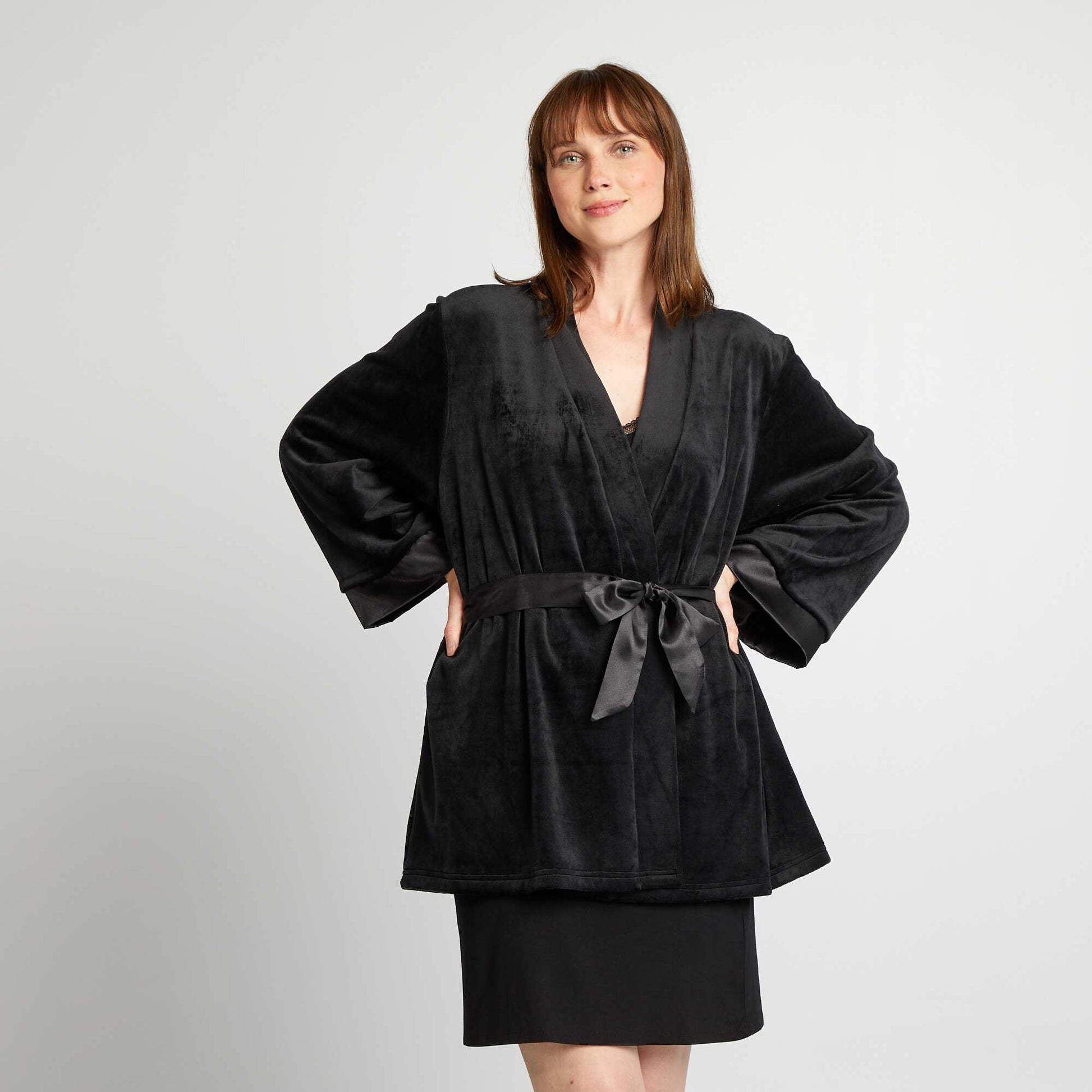 Peignoir de nuit en polaire noir