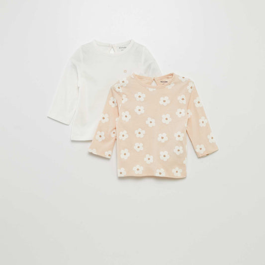 Lot de 2 tee-shirts Blanc/rose