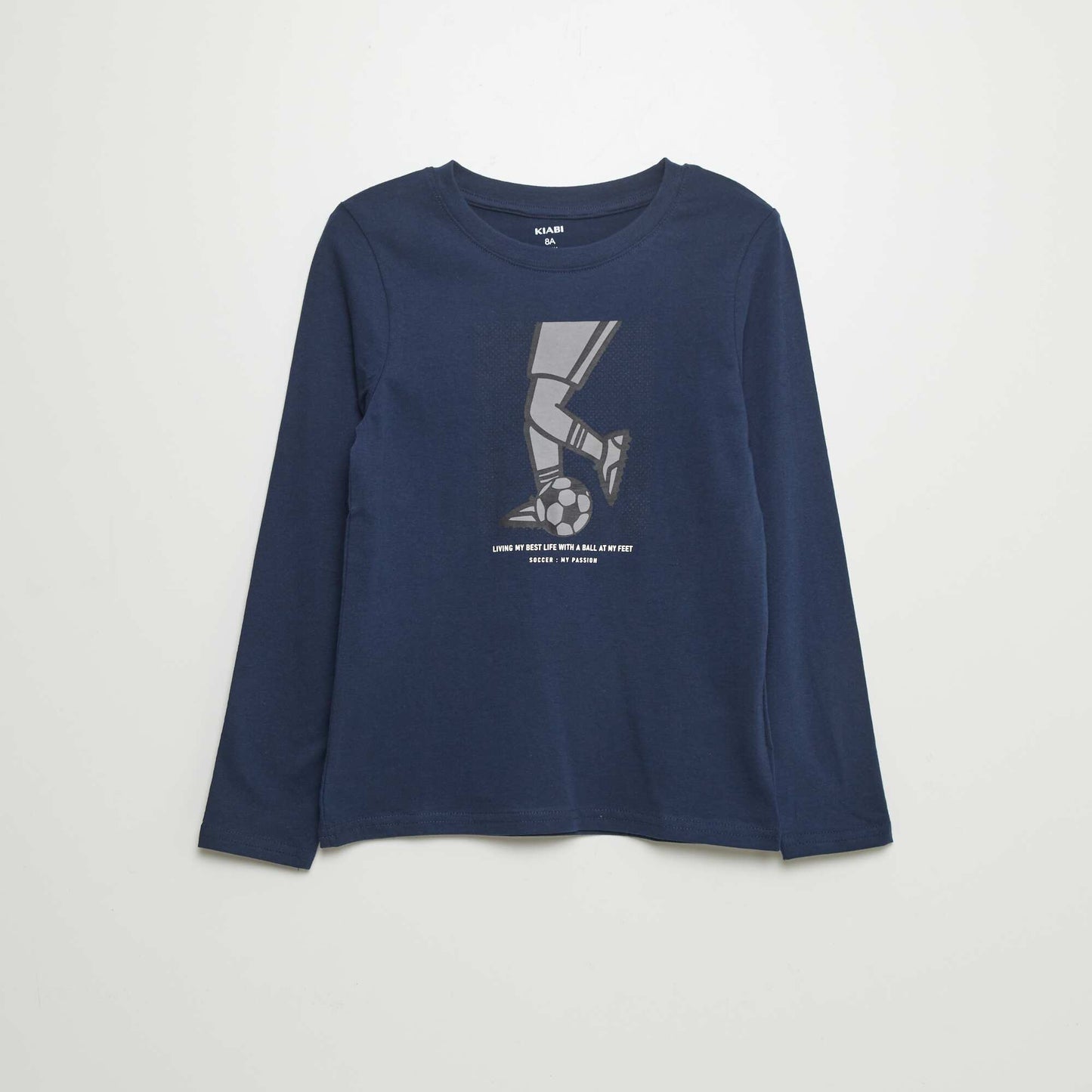 T-shirt manches longues imprim  Bleu