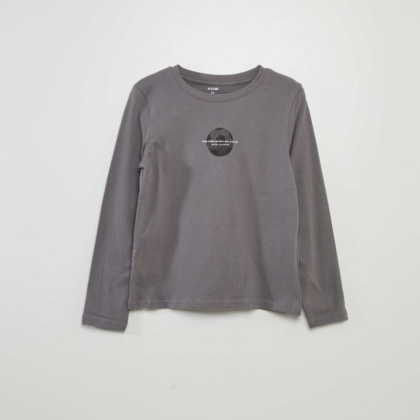 T-shirt manches longues imprim  Gris