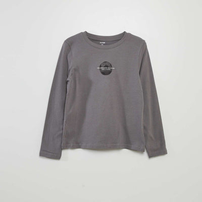 T-shirt manches longues imprim Gris