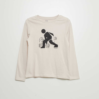 T-shirt manches longues imprim Blanc