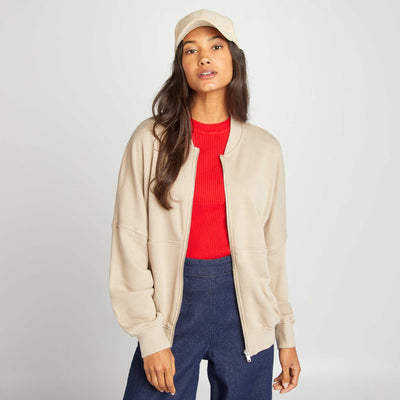 Sweat oversize zipp en molleton beige