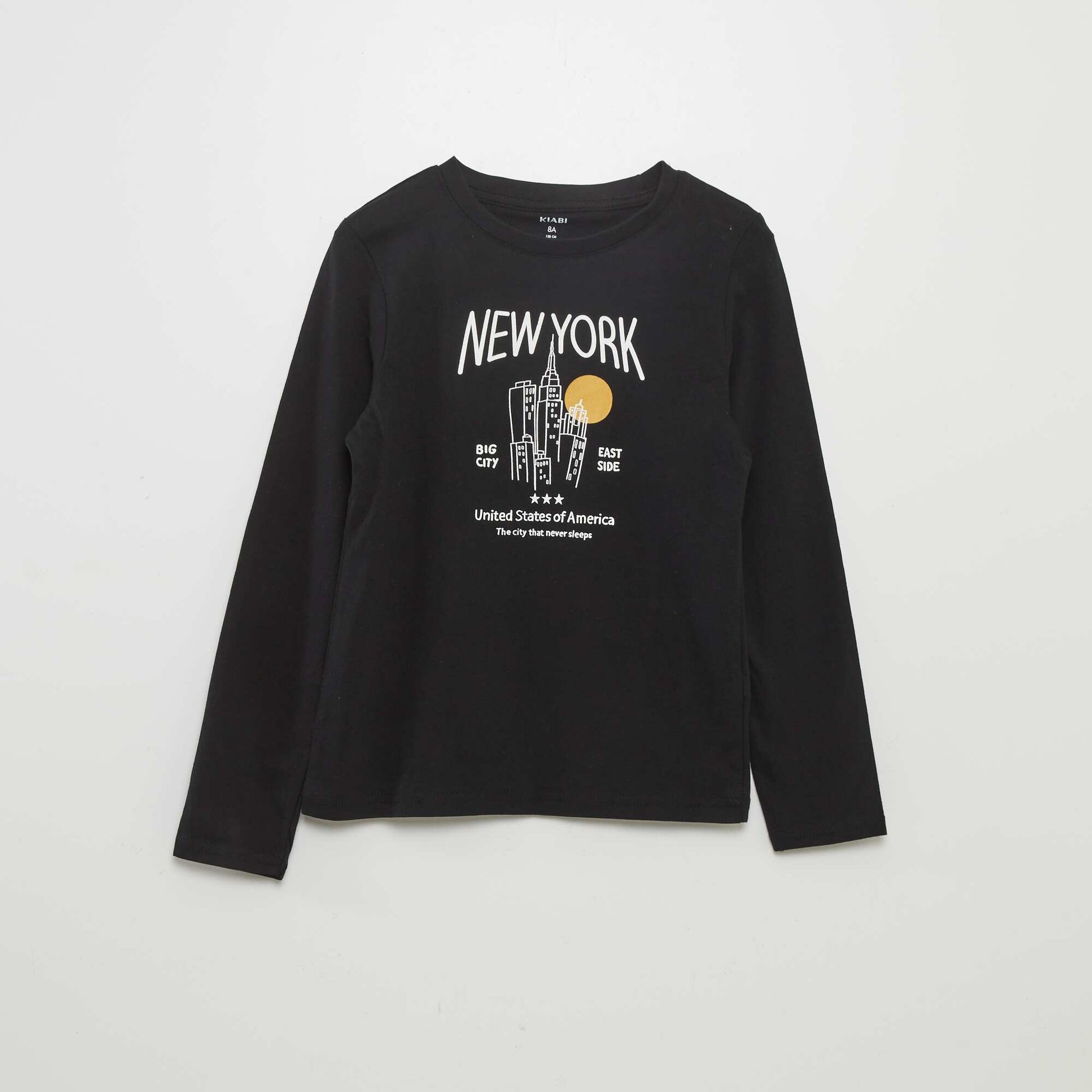 T-shirt imprimé manches longues Noir