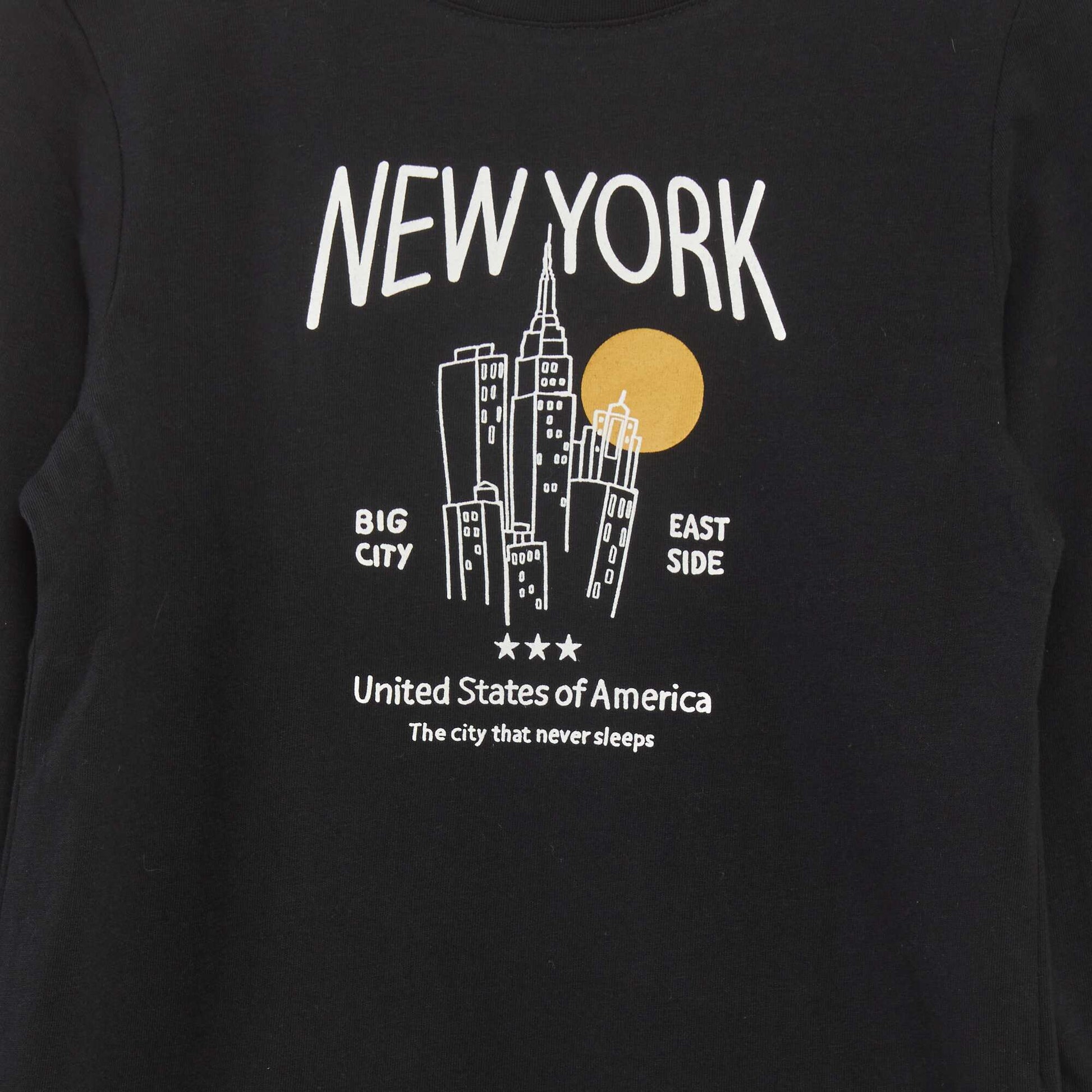T-shirt imprimé manches longues Noir