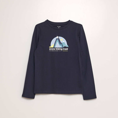 T-shirt imprimé manches longues Marine