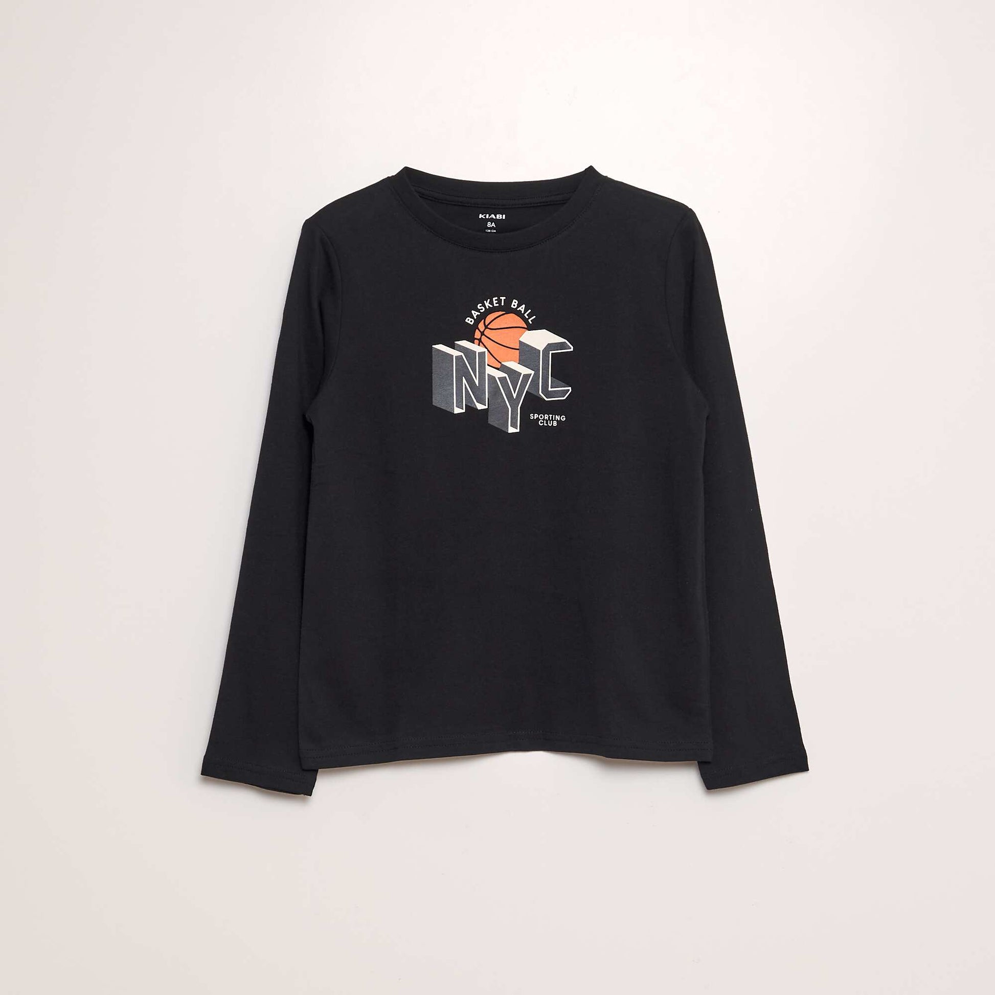 T-shirt imprimé manches longues Noir